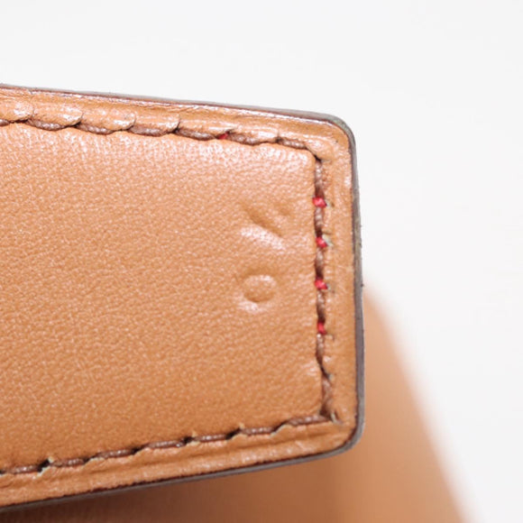 HERMES Waist Bag Leather Red Silver Auth bs30804