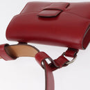 HERMES Waist Bag Leather Red Silver Auth bs30804-6