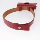 HERMES Waist Bag Leather Red Silver Auth bs30804-7