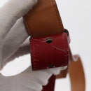 HERMES Waist Bag Leather Red Silver Auth bs30804-9