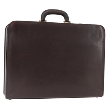 LOEWE Trunk Case Leather Brown Gold Auth bs30805