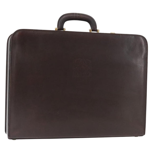 LOEWE Trunk Case Leather Brown Gold Auth bs30805