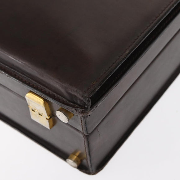 LOEWE Trunk Case Leather Brown Gold Auth bs30805