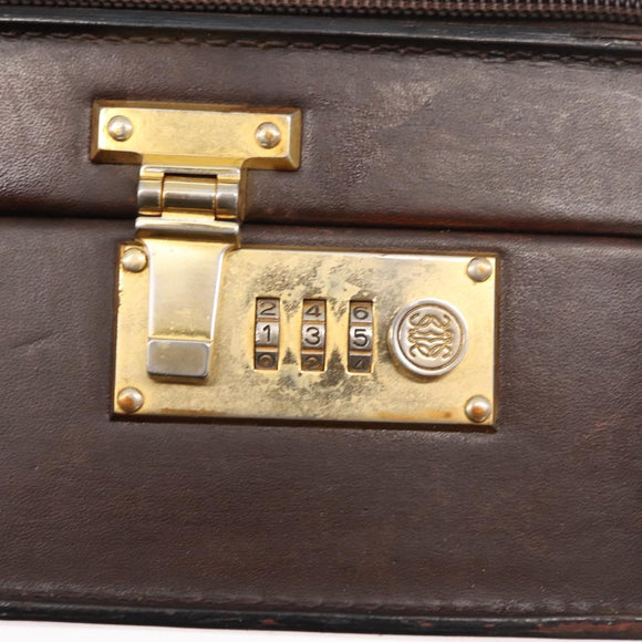 LOEWE Trunk Case Leather Brown Gold Auth bs30805