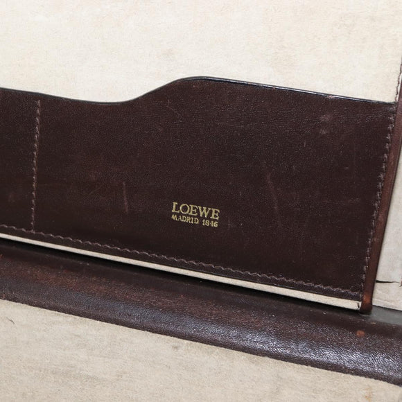 LOEWE Trunk Case Leather Brown Gold Auth bs30805
