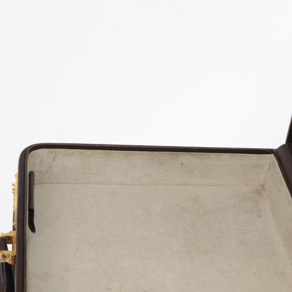 LOEWE Trunk Case Leather Brown Gold Auth bs30805