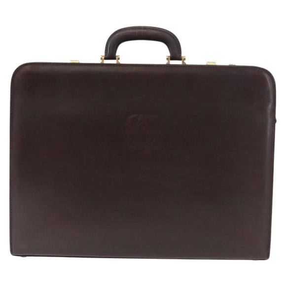 LOEWE Trunk Case Leather Brown Gold Auth bs30805