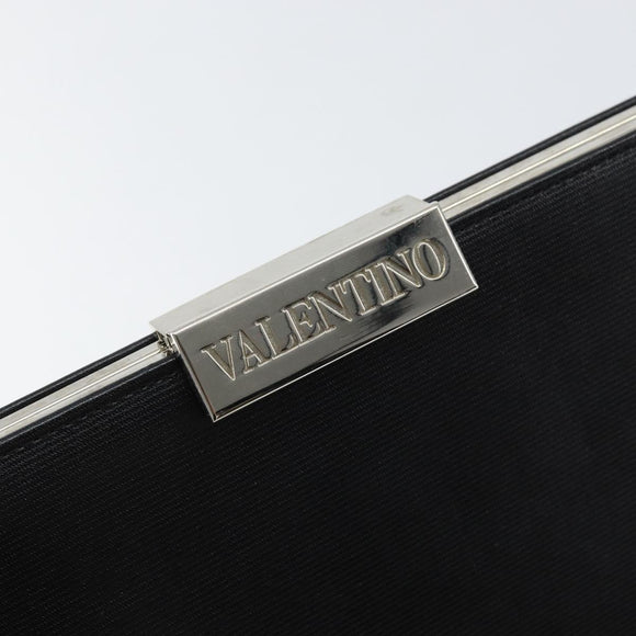 VALENTINO Shoulder Bag Leather Black Gold Auth bs30807