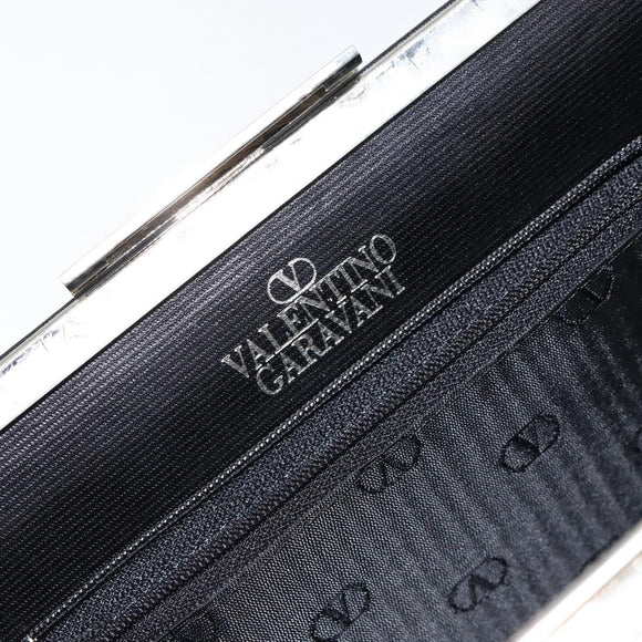 VALENTINO Shoulder Bag Leather Black Gold Auth bs30807