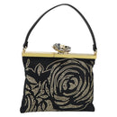 VALENTINO Hand Bag Satin Brown Gold Auth bs30808-1