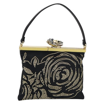 VALENTINO Hand Bag Satin Brown Gold Auth bs30808