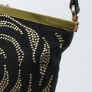 VALENTINO Hand Bag Satin Brown Gold Auth bs30808-10