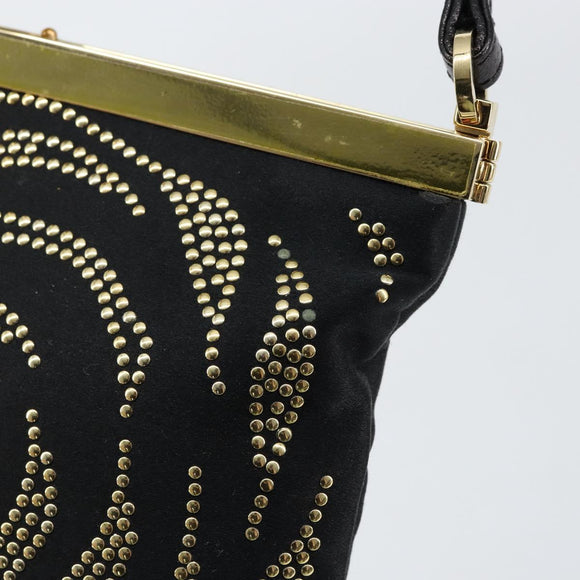 VALENTINO Hand Bag Satin Brown Gold Auth bs30808