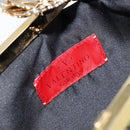 VALENTINO Hand Bag Satin Brown Gold Auth bs30808-17