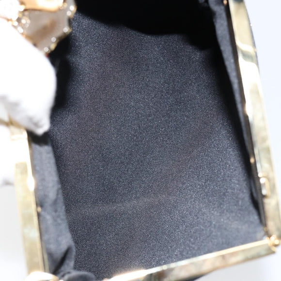 VALENTINO Hand Bag Satin Brown Gold Auth bs30808