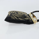 VALENTINO Hand Bag Satin Brown Gold Auth bs30808-3