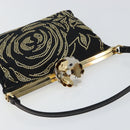 VALENTINO Hand Bag Satin Brown Gold Auth bs30808-6