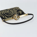 VALENTINO Hand Bag Satin Brown Gold Auth bs30808-7