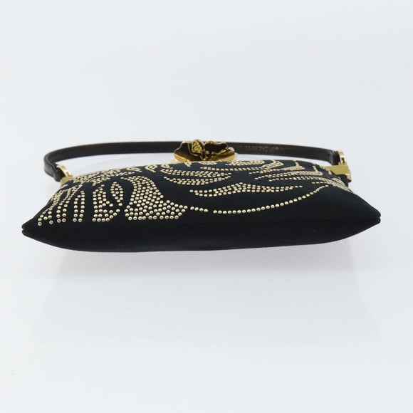 VALENTINO Hand Bag Satin Brown Gold Auth bs30808