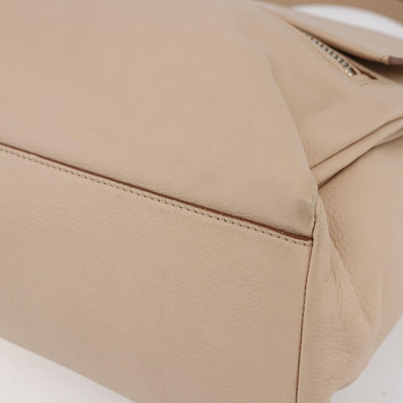 GIVENCHY Hand Bag Leather 2way Baby Blue Silver Auth bs30809