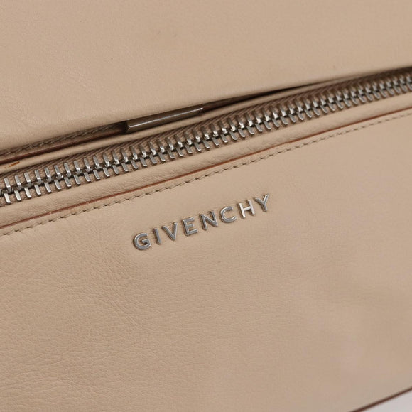 GIVENCHY Hand Bag Leather 2way Baby Blue Silver Auth bs30809