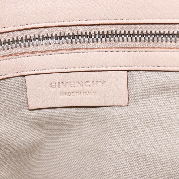 GIVENCHY Hand Bag Leather 2way Baby Blue Silver Auth bs30809