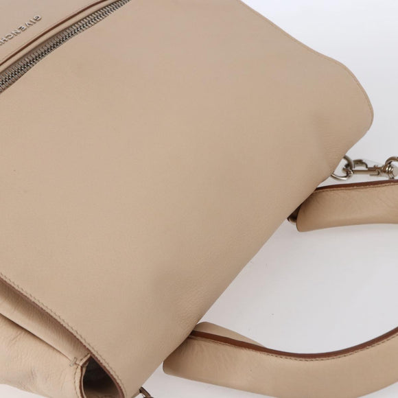 GIVENCHY Hand Bag Leather 2way Baby Blue Silver Auth bs30809