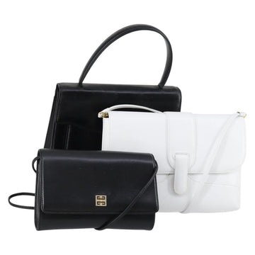GIVENCHY Shoulder Bag Leather 3 Set Black White Auth bs30810