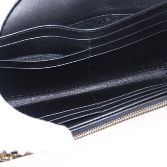 SAINT LAURENT Y Logo Long Wallet Leather Black Gold Auth bs30811