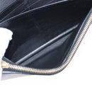 SAINT LAURENT Y Logo Long Wallet Leather Black Gold Auth bs30811-20