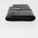 SAINT LAURENT Y Logo Long Wallet Leather Black Gold Auth bs30811-3