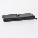 SAINT LAURENT Y Logo Long Wallet Leather Black Gold Auth bs30811-5