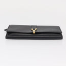 SAINT LAURENT Y Logo Long Wallet Leather Black Gold Auth bs30811-6