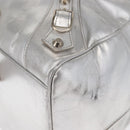 BALENCIAGA Grease Hand Bag Leather Silver 203249 Auth bs30812-14