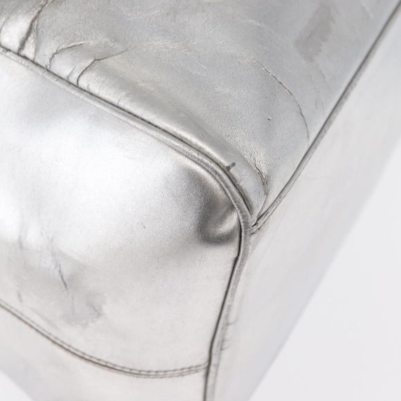 BALENCIAGA Grease Hand Bag Leather Silver 203249 Auth bs30812