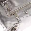 BALENCIAGA Grease Hand Bag Leather Silver 203249 Auth bs30812-18