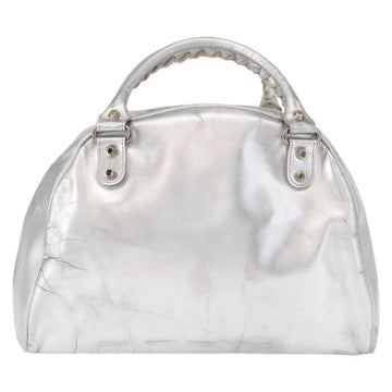 BALENCIAGA Grease Hand Bag Leather Silver 203249 Auth bs30812 - 0