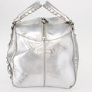 BALENCIAGA Grease Hand Bag Leather Silver 203249 Auth bs30812-4