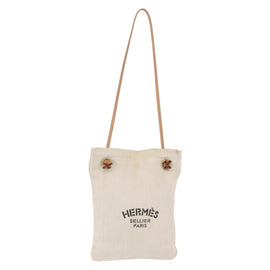 HERMES Aline PM Shoulder Bag cotton Beige Gold Auth bs30813
