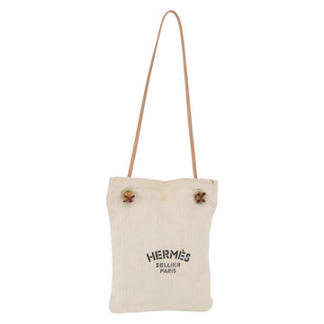 HERMES Aline PM Shoulder Bag cotton Beige Gold Auth bs30813