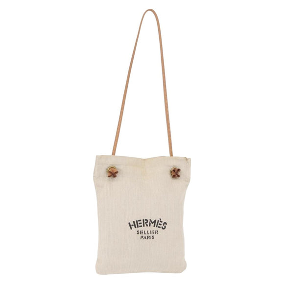HERMES Aline PM Shoulder Bag cotton Beige Gold Auth bs30813