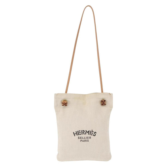 HERMES Aline PM Shoulder Bag cotton Beige Gold Auth bs30813