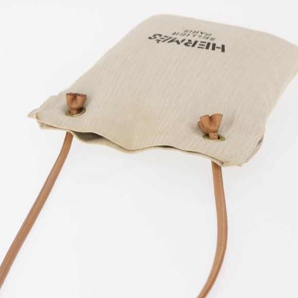 HERMES Aline PM Shoulder Bag cotton Beige Gold Auth bs30813