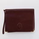 CARTIER Must Line Clutch Bag Leather 2 Set Bordeaux Gold Auth bs30815-10