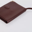 CARTIER Must Line Clutch Bag Leather 2 Set Bordeaux Gold Auth bs30815-14