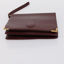 CARTIER Must Line Clutch Bag Leather 2 Set Bordeaux Gold Auth bs30815-15