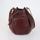 CARTIER Must Line Clutch Bag Leather 2 Set Bordeaux Gold Auth bs30815-2