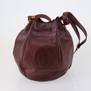 CARTIER Must Line Clutch Bag Leather 2 Set Bordeaux Gold Auth bs30815-3