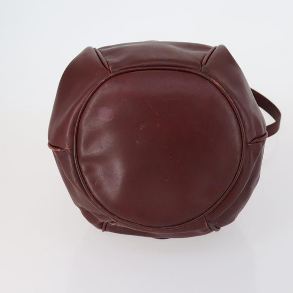 CARTIER Must Line Clutch Bag Leather 2 Set Bordeaux Gold Auth bs30815