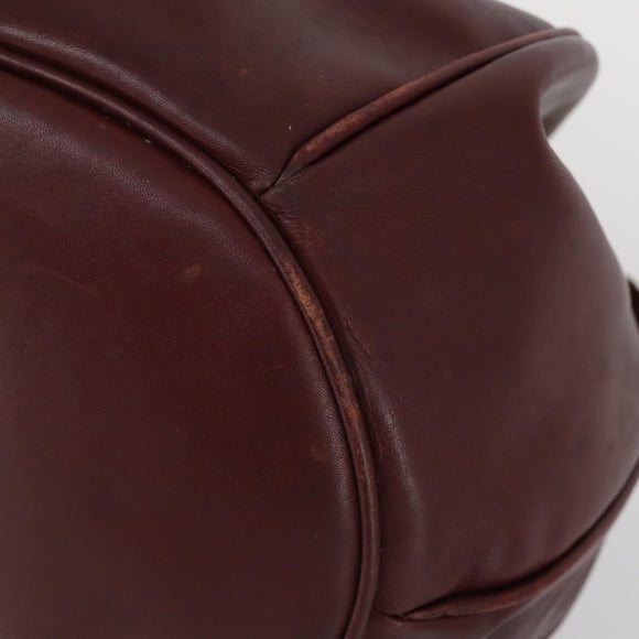 CARTIER Must Line Clutch Bag Leather 2 Set Bordeaux Gold Auth bs30815